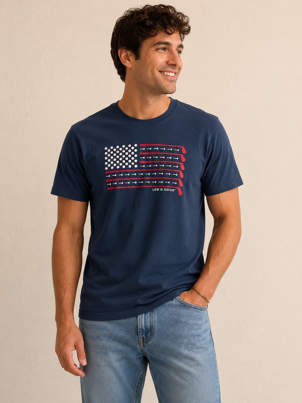 Life Is Good Men's Blue Graphic Tee